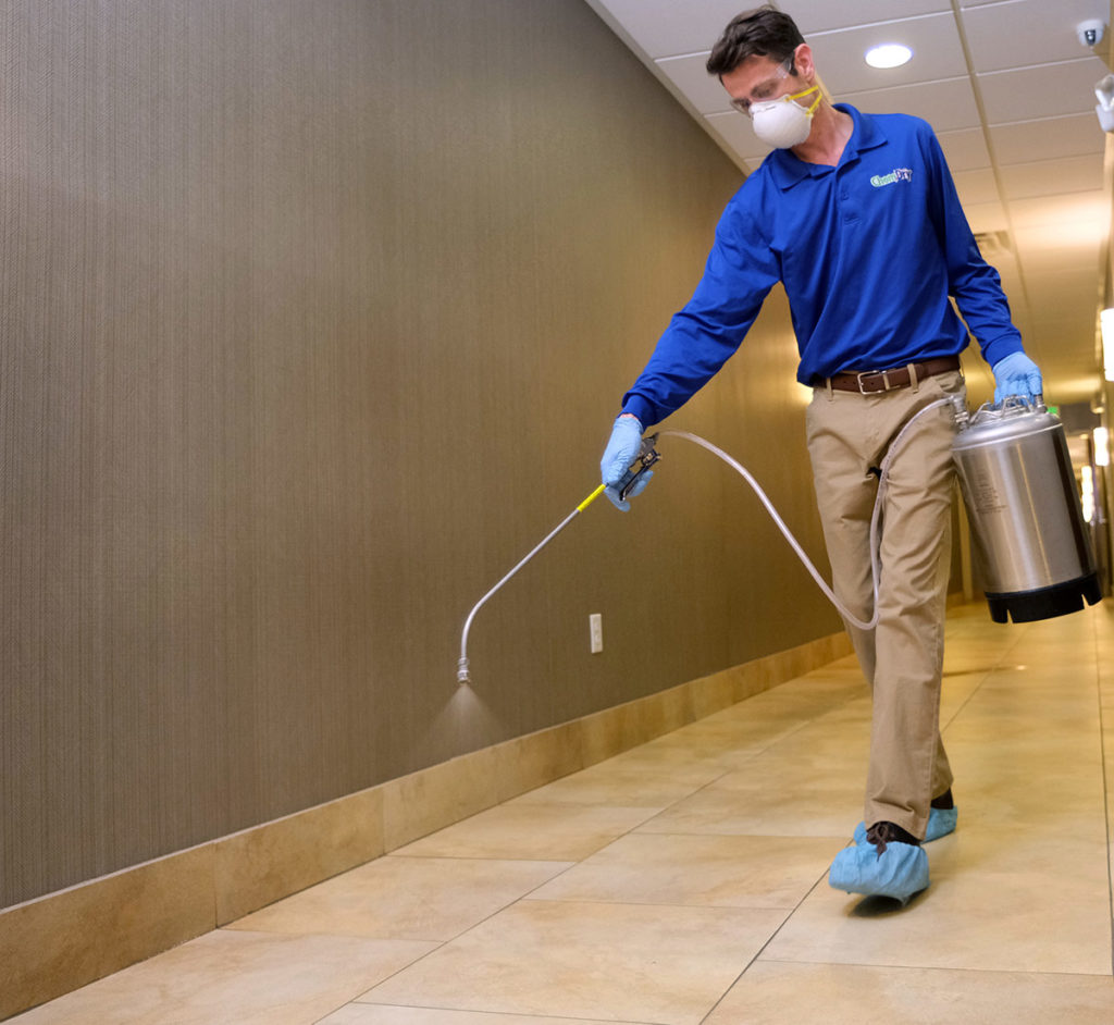 Chem-Dry franchise man cleans tile floors