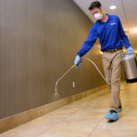Chem-Dry franchise man cleans tile floors