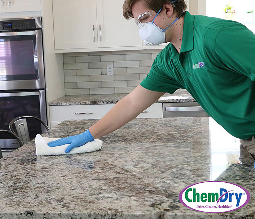 Chem-Dry sanitizing kitchen counter