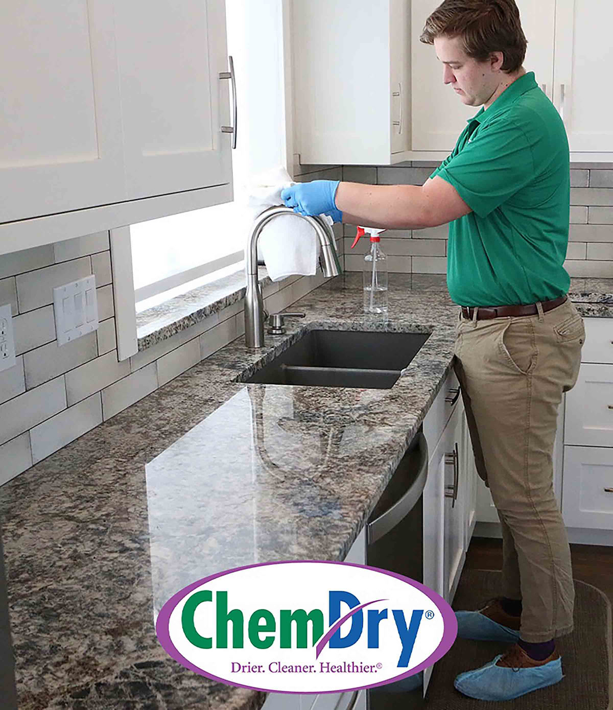 chem-dry employee at sink